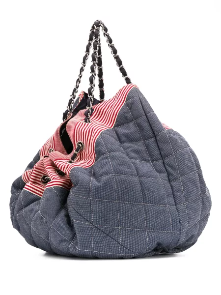 Prošívaná diamant kabelka Chanel Pre-owned modrá