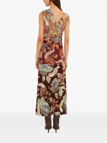 Rochie midi Farm Rio cu model floral maro