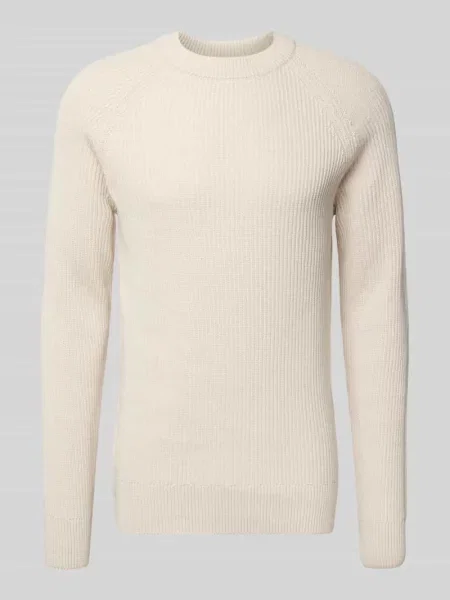 Sweter z dzianiny z okrągłym dekoltem model ‘Kristian’ Casual Friday biały