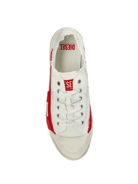 Ριγέ sneakers Diesel με φθαρμένο εφέ λευκό