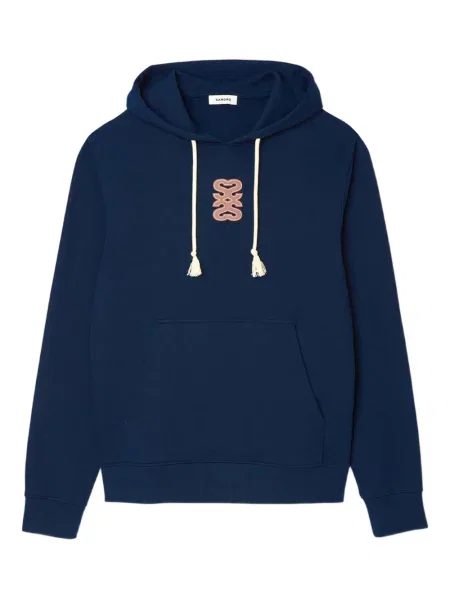 Hanorac cu glugă Sandro din piele albastru