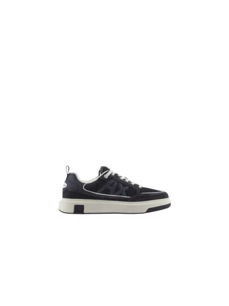 Sneakersy Armani Exchange z siateczką z logo niebieskie