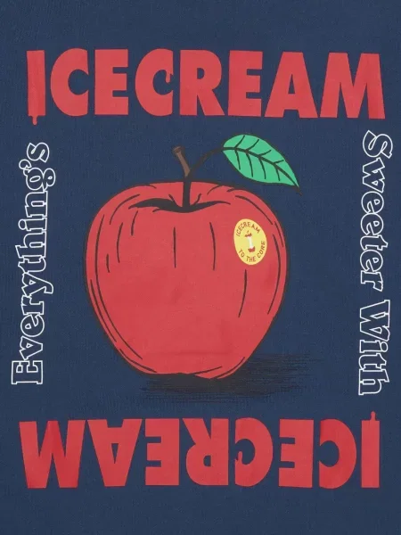 Hanorac cu glugă Icecream cu broderie albastru