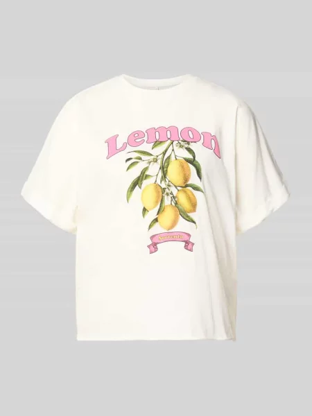 T-shirt o kroju boxy fit z czystej bawełny model MINNA' Only biała