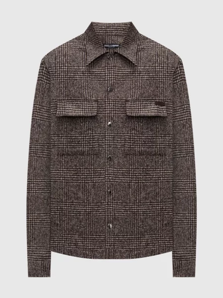 Клетчатая рубашка Dolce&gabbana из альпаки коричневая