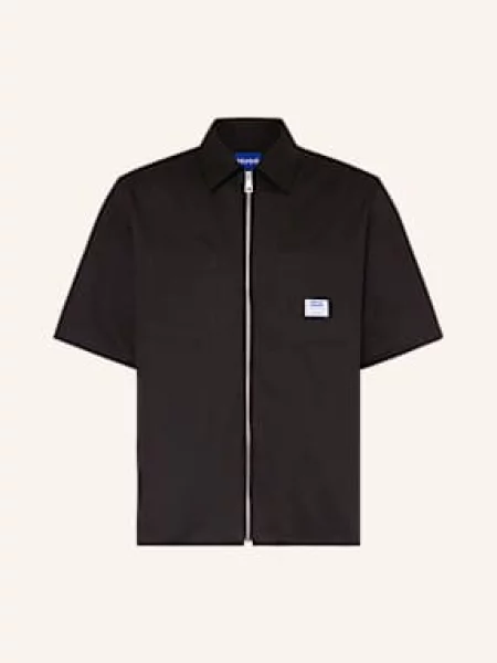 Hugo Blue Košile S Krátkým Rukávem Ekyz Oversize Fit černá