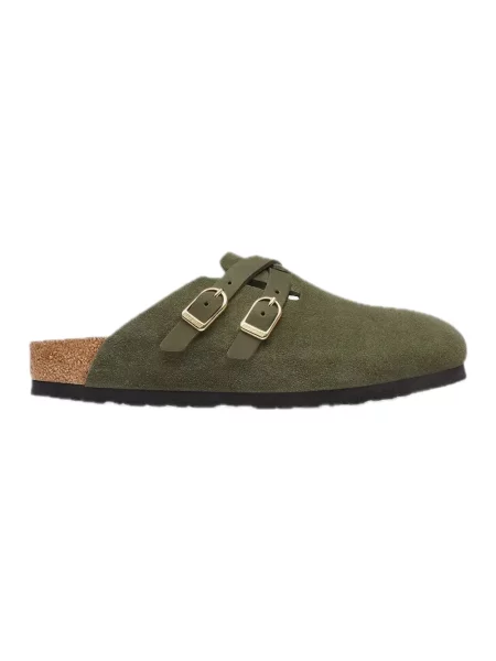 Klapki Birkenstock skórzane zielone