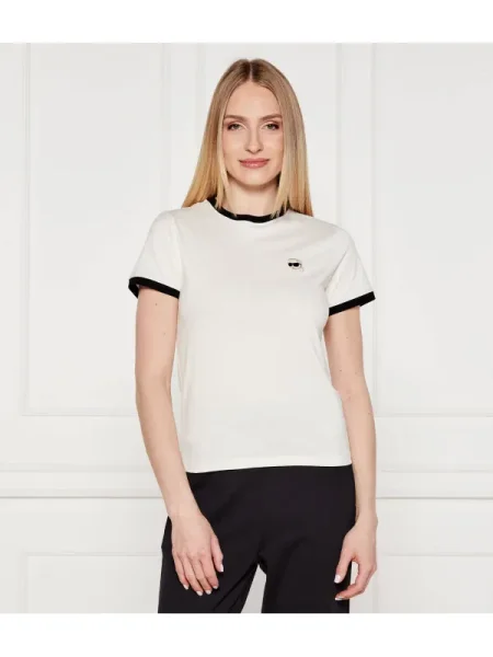 Karl Lagerfeld Tricou Ikon crem negru