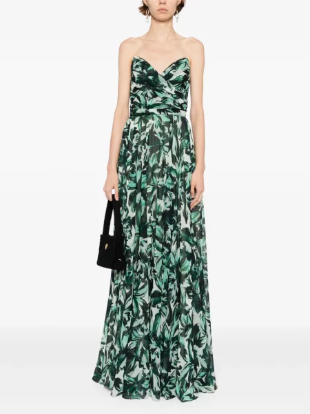 Rochie Amsale cu imagine fără bretele verde