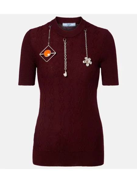 Tricou Prada de lână bordo