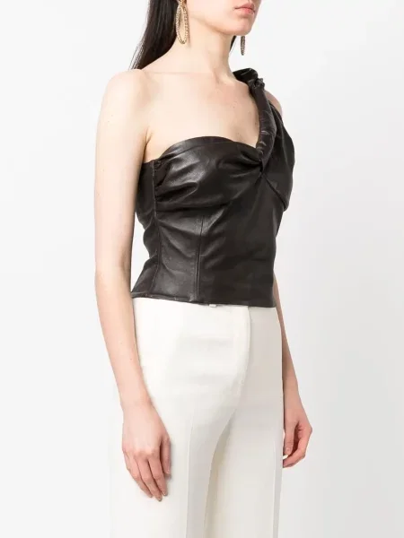 Top The Mannei din piele maro