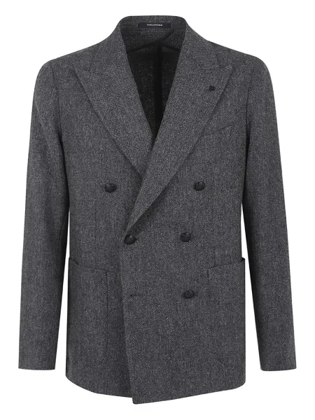 Geacă Tagliatore cu model herringbone gri