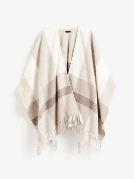 Reserved Poncho cu franjuri multicolor
