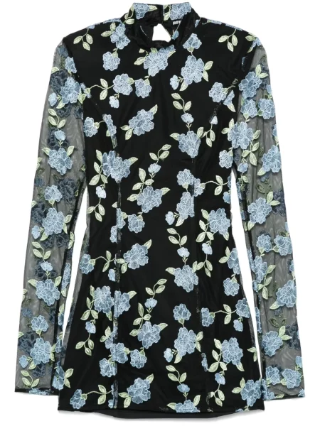 Mała sukienka mini Rotate Birger Christensen z siateczką garniturowa czarna