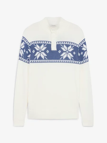 Sweter w norweski wzór o kroju regular fit biały