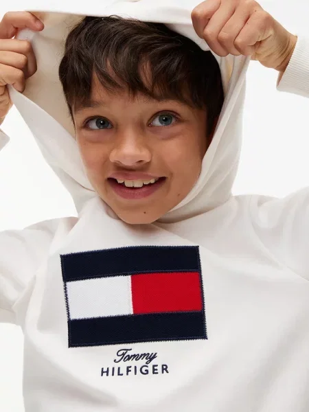 Суичър с качулка Tommy Hilfiger бяло