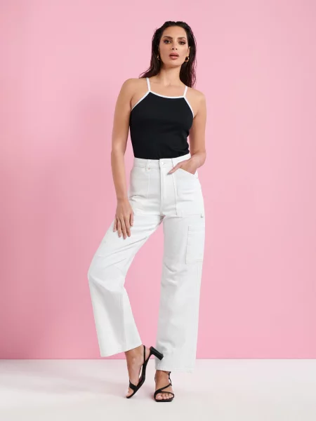 Широкие джинсы Sinsay белые