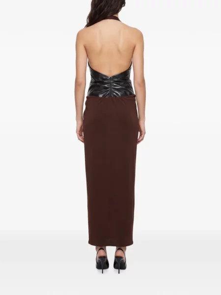Rochie midi The Andamane cu gât halter maro