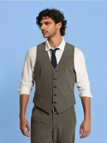 Sinsay Kamizelka garniturowa w kratę szary