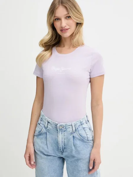 Тениска Pepe Jeans NEW VIRGINIA SS N дамска оранжево виолетово