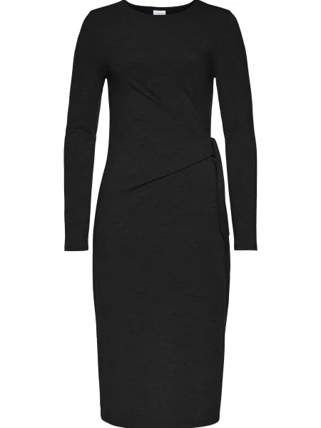 LASCANA Pletena obleka pegasto črna