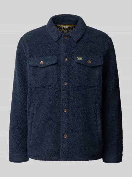 Koszulka-kurtka z polaru o kroju regular fit Superdry granatowa