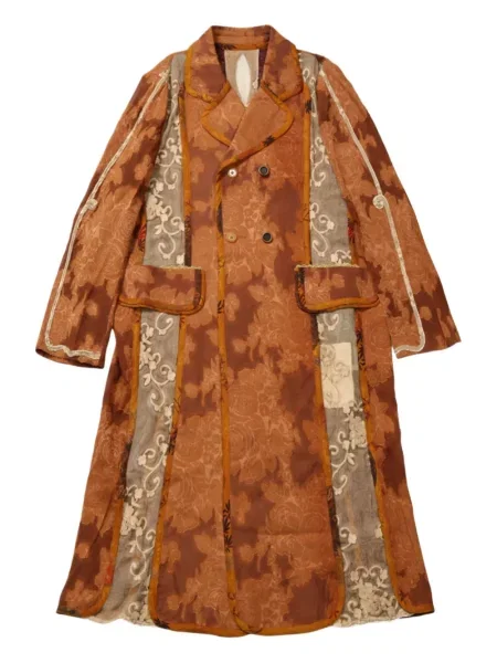 Palton Communs cu model floral din jacard maro