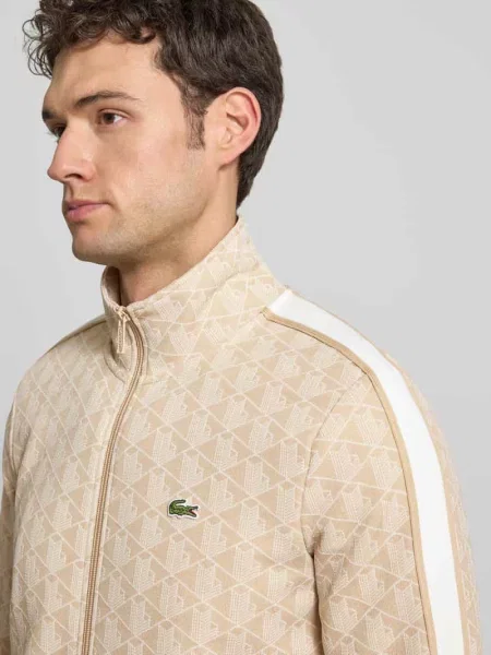 Bluza rozpinana krój regular fit z dodatkiem bawełny Lacoste beżowa