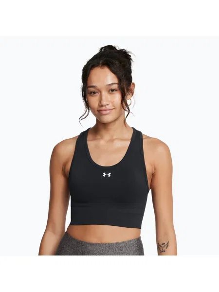 Under Armour Vanish Seamless Mid Марков сутиен за тренировка черно/бяло бяло