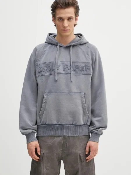 Bombažen pulover Daily Paper Garment Wash Hoodie siva