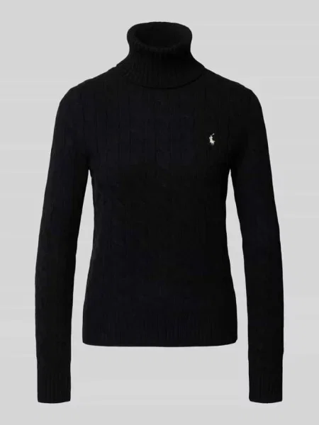 Sweter z dzianiny z wyhaftowanym logo Polo Ralph Lauren czarny