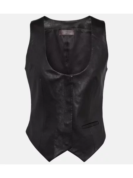 Usnjeni usnjen telovnik Stouls črna