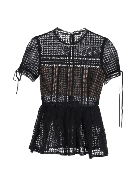 Cu peplum bluză Self-portrait din dantelă negru