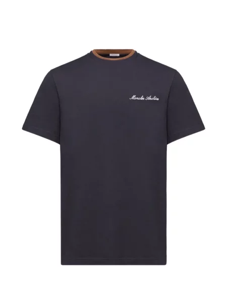 Tricou Moncler cu decolteu rotund scurt albastru