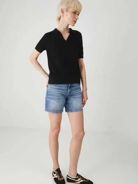 Дънков къс панталон Medicine с изчистен дизайн със стандартна талия синьо