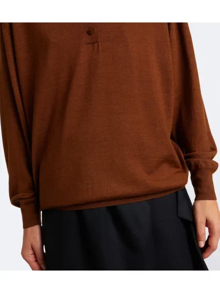 Tricou polo Plan C de lână maro