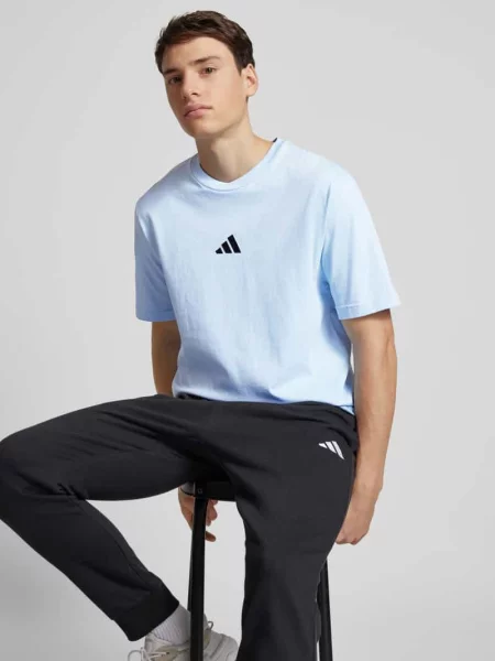 T-shirt z detalem z logo Adidas niebieska