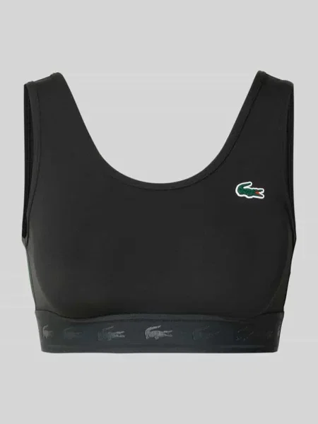 Biustonosz sportowy z naszywką z logo Lacoste Sport czarny