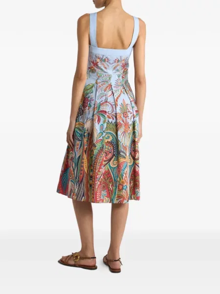 Rochie midi Etro cu imagine cu model paisley albastru