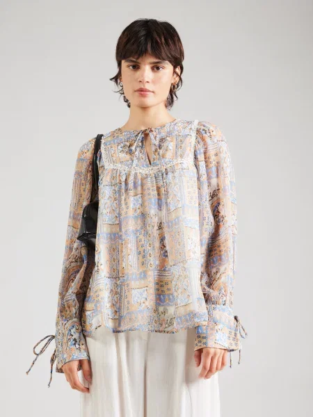 VERO MODA Bluza VMLISA LULU / dimno modra / oranžna bež