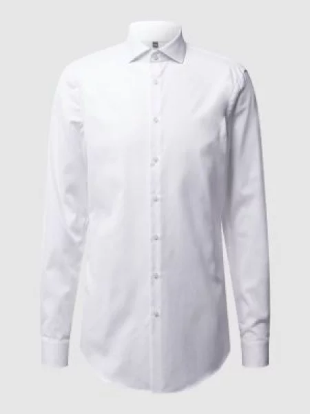 Koszula biznesowa o kroju slim fit z diagonalu z bardzo długim rękawem Jake*s biała