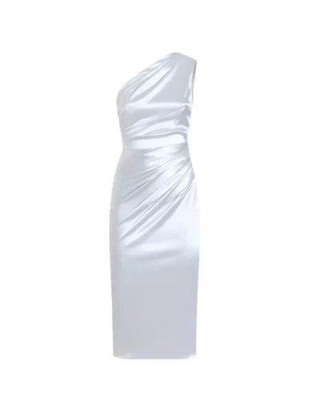 Rochie midi Dolce & Gabbana până la genunchi cu un umăr gol de costum gri