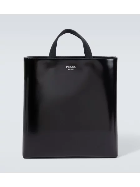 Usnjena torba Prada črna