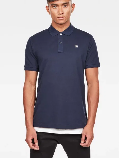 G-Star Raw Тениска с яка тъмносиньо