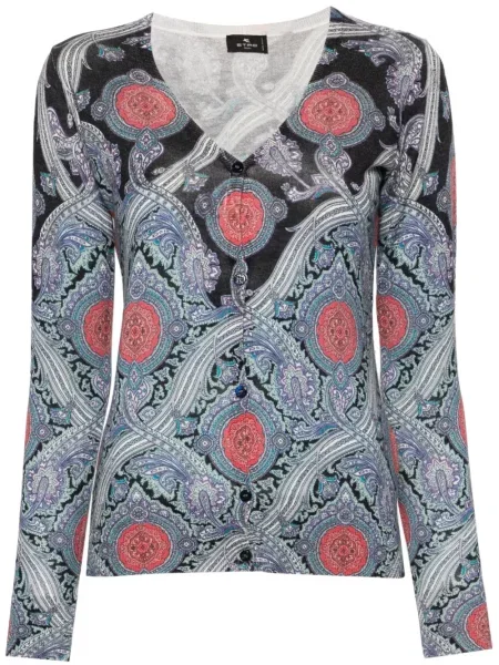 Cardigan Etro cu imagine cu model paisley albastru