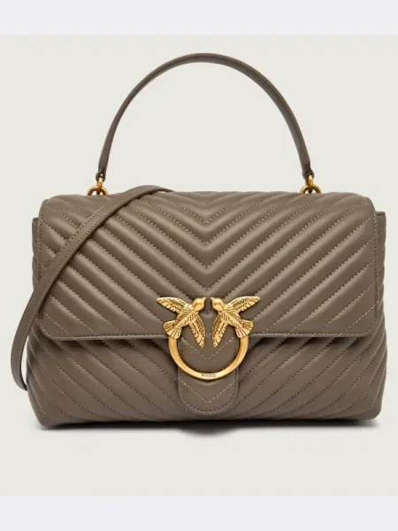Pinko De piele geantă pe umăr LOVE LADY PUFF gri