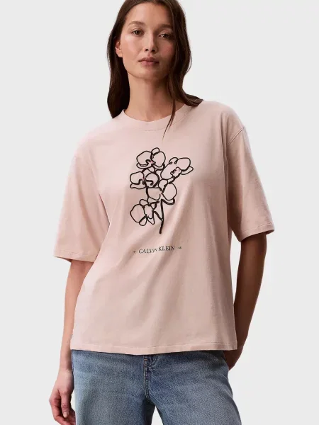 Графічний футболка Calvin Klein Jeans бежева
