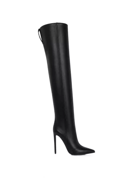 Cizme Philipp Plein din piele cu toc înalt negru