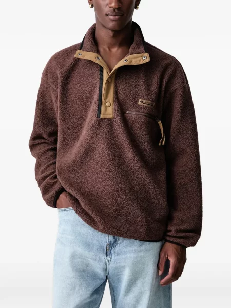 Pulover Columbia Sportswear din fleece maro
