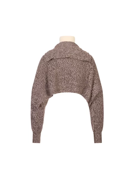 Lniany sweter z golfem Sportmax brązowy